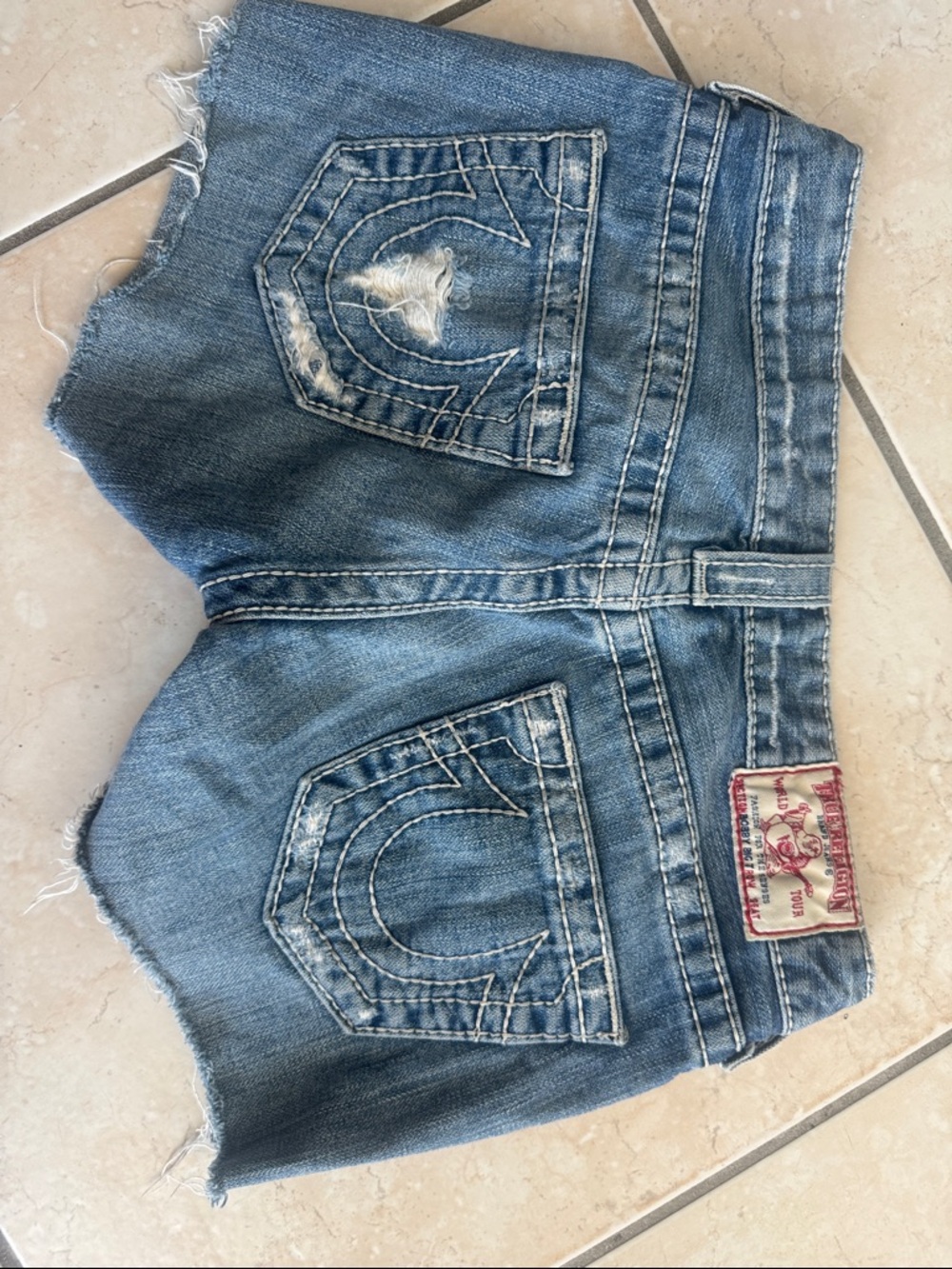 True Religio' Distressed Denim Shorts joey cut off